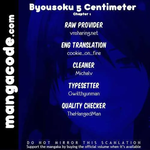 Byousoku 5 Centimeter Chapter 1 page 1 - MangaKakalot