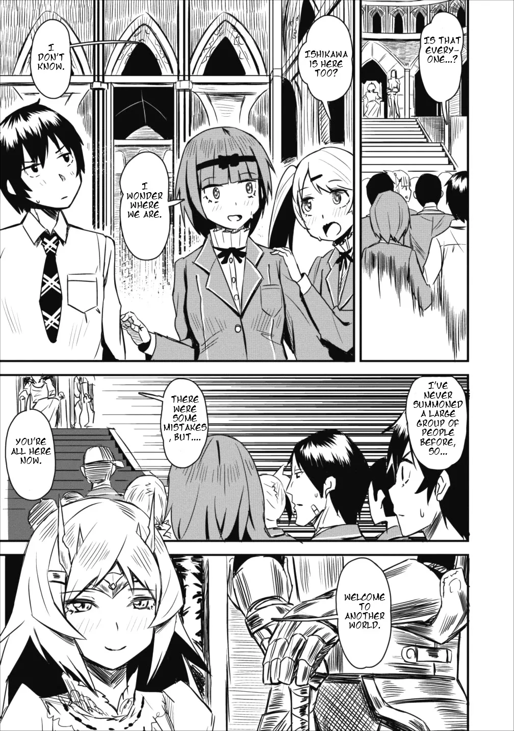 Class-goto Shuudan Teni Shimashita ga, ichiban Tsuyoi Ore wa Saijaku no Shounin ni Gisouchuu Chapter 1 page 35 - MangaNato