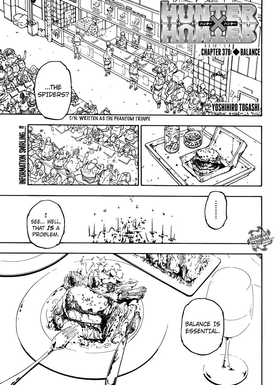 Hunter X Hunter Chapter 378 page 1 - MangaKakalot