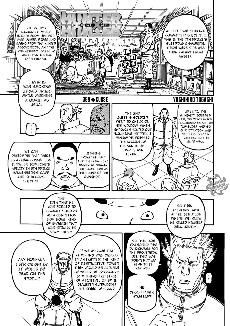 Hunter X Hunter Chapter 389 page 1 - MangaKakalot