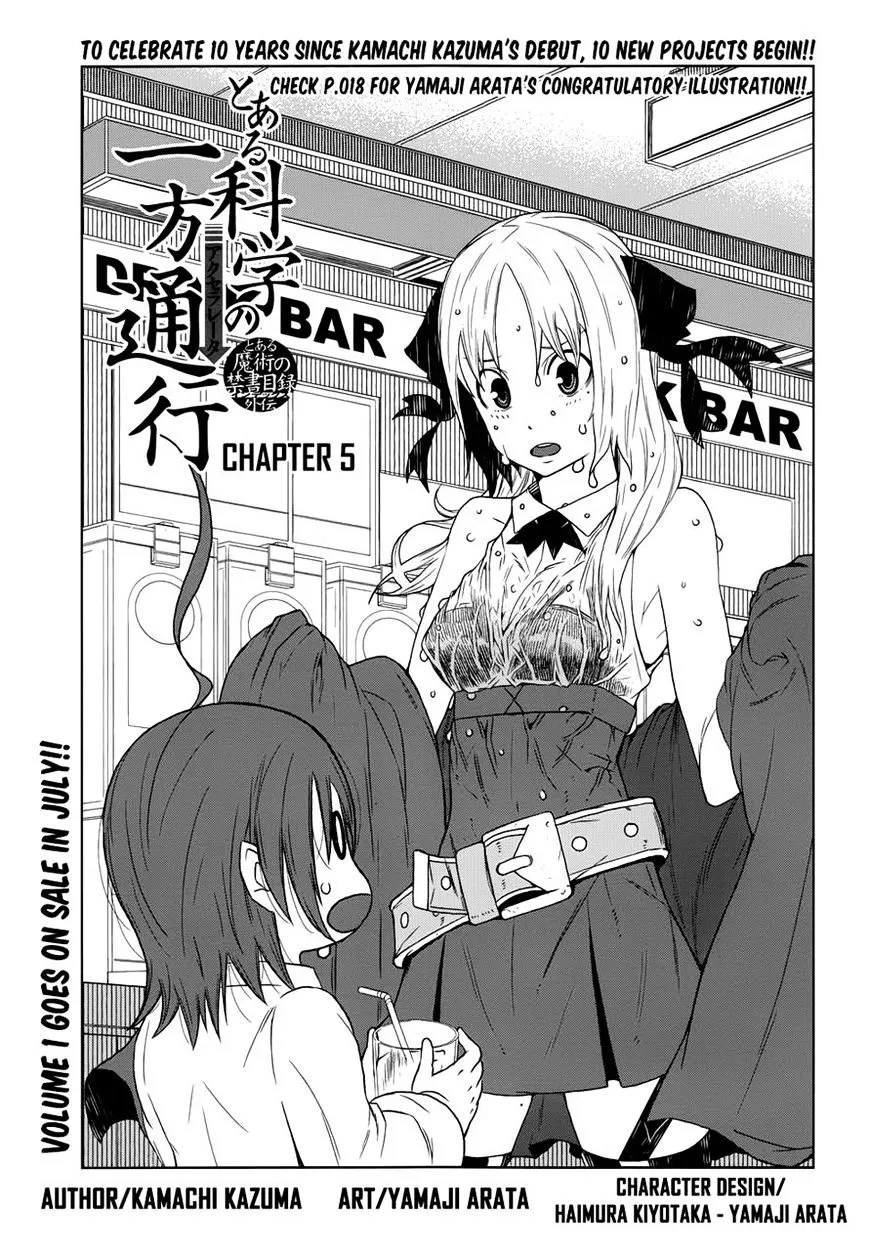 Toaru Majutsu No Kinsho Mokuroku Gaiden - To Aru Kagaku No Ippou Tsuukou Chapter 5 page 1 - MangaNato